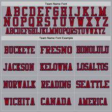 Load image into Gallery viewer, Custom Gray Red-Navy Mesh Authentic Football Jersey