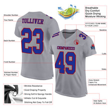 Load image into Gallery viewer, Custom Gray Royal-Red Mesh Authentic Football Jersey