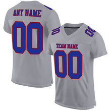 Load image into Gallery viewer, Custom Gray Royal-Red Mesh Authentic Football Jersey