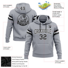 Load image into Gallery viewer, Custom Stitched Gray Black-White Football Pullover Sweatshirt Hoodie