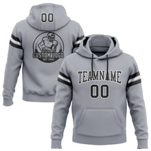 Load image into Gallery viewer, Custom Stitched Gray Black-White Football Pullover Sweatshirt Hoodie