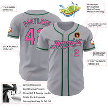 Load image into Gallery viewer, Custom Gray Pink-Kelly Green Authentic Baseball Jersey