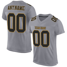 Load image into Gallery viewer, Custom Gray Black-Old Gold Mesh Authentic Football Jersey