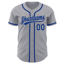 Load image into Gallery viewer, Custom Gray Royal Authentic Baseball Jersey