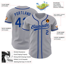 Load image into Gallery viewer, Custom Gray Royal Authentic Baseball Jersey