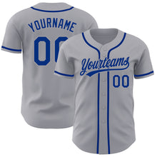 Load image into Gallery viewer, Custom Gray Royal Authentic Baseball Jersey