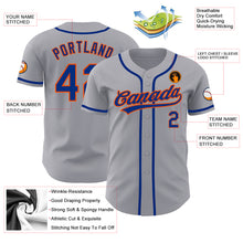 Load image into Gallery viewer, Custom Gray Royal-Orange Authentic Baseball Jersey