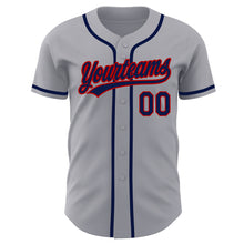 Load image into Gallery viewer, Custom Gray Navy-Red Authentic Baseball Jersey