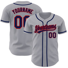 Load image into Gallery viewer, Custom Gray Navy-Red Authentic Baseball Jersey