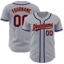 Load image into Gallery viewer, Custom Gray Navy-Orange Authentic Baseball Jersey