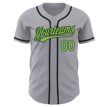 Load image into Gallery viewer, Custom Gray Neon Green-Black Authentic Baseball Jersey