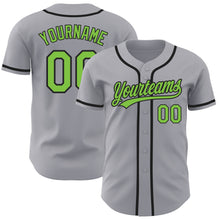 Load image into Gallery viewer, Custom Gray Neon Green-Black Authentic Baseball Jersey