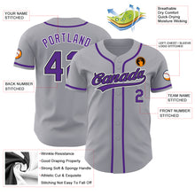 Load image into Gallery viewer, Custom Gray Purple-Black Authentic Baseball Jersey