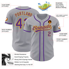 Load image into Gallery viewer, Custom Gray Purple-Gold Authentic Baseball Jersey