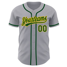 Load image into Gallery viewer, Custom Gray Green-Gold Authentic Baseball Jersey