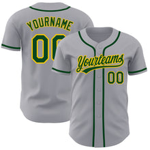 Load image into Gallery viewer, Custom Gray Green-Gold Authentic Baseball Jersey