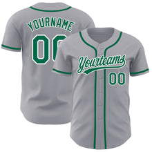 Load image into Gallery viewer, Custom Gray Kelly Green-White Authentic Baseball Jersey