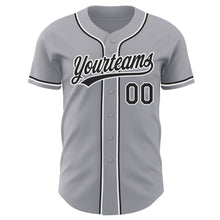 Load image into Gallery viewer, Custom Gray Black-White Authentic Baseball Jersey