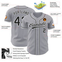 Load image into Gallery viewer, Custom Gray Black-White Authentic Baseball Jersey