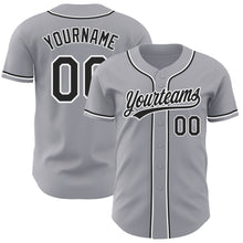 Load image into Gallery viewer, Custom Gray Black-White Authentic Baseball Jersey