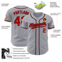 Load image into Gallery viewer, Custom Gray Red-Black Authentic Baseball Jersey