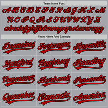 Load image into Gallery viewer, Custom Gray Red-Black Authentic Baseball Jersey
