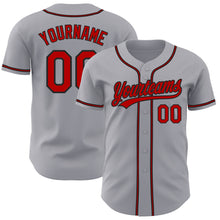 Load image into Gallery viewer, Custom Gray Red-Black Authentic Baseball Jersey