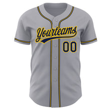 Load image into Gallery viewer, Custom Gray Navy-Gold Authentic Baseball Jersey