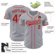 Load image into Gallery viewer, Custom Gray Red-Black Authentic Baseball Jersey