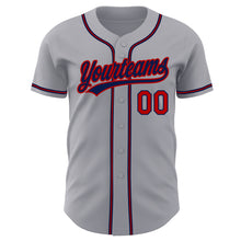 Load image into Gallery viewer, Custom Gray Red-Navy Authentic Baseball Jersey