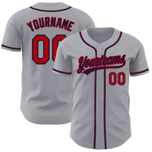 Load image into Gallery viewer, Custom Gray Red-Navy Authentic Baseball Jersey