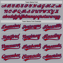 Load image into Gallery viewer, Custom Gray Red-Royal Authentic Baseball Jersey