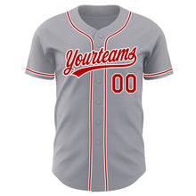 Load image into Gallery viewer, Custom Gray Red-White Authentic Baseball Jersey