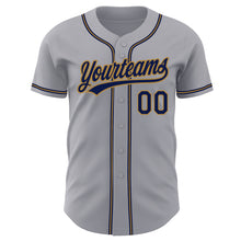 Load image into Gallery viewer, Custom Gray Navy-Old Gold Authentic Baseball Jersey