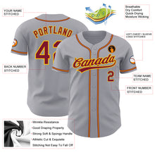 Load image into Gallery viewer, Custom Gray Crimson-Gold Authentic Baseball Jersey