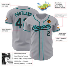 Load image into Gallery viewer, Custom Gray Black-Teal Authentic Baseball Jersey