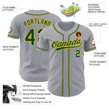 Load image into Gallery viewer, Custom Gray Green-Gold Authentic Baseball Jersey