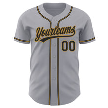 Load image into Gallery viewer, Custom Gray Black-Old Gold Authentic Baseball Jersey