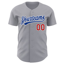 Load image into Gallery viewer, Custom Gray Red-White Authentic Baseball Jersey