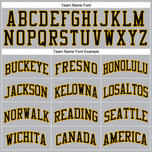 Load image into Gallery viewer, Custom Gray Black Pinstripe Black-Gold Authentic Basketball Jersey