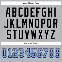 Load image into Gallery viewer, Custom Gray Black Pinstripe Light Blue Authentic Basketball Jersey