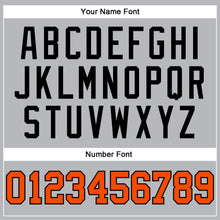 Load image into Gallery viewer, Custom Gray Black Pinstripe Orange Authentic Basketball Jersey