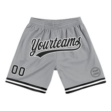 Load image into Gallery viewer, Custom Gray Black-White Authentic Throwback Basketball Shorts