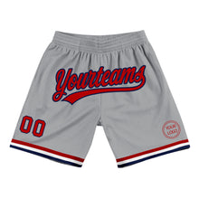 Load image into Gallery viewer, Custom Gray Red-Navy Authentic Throwback Basketball Shorts