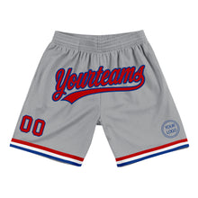 Load image into Gallery viewer, Custom Gray Red-Royal Authentic Throwback Basketball Shorts