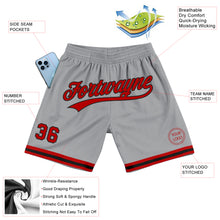 Load image into Gallery viewer, Custom Gray Red-Black Authentic Throwback Basketball Shorts