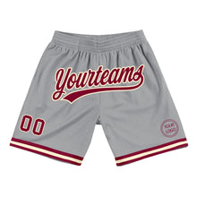 Load image into Gallery viewer, Custom Gray Maroon-Cream Authentic Throwback Basketball Shorts