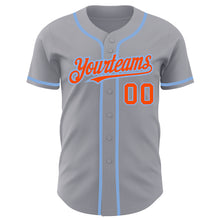 Load image into Gallery viewer, Custom Gray Orange-Light Blue Authentic Baseball Jersey