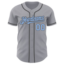 Load image into Gallery viewer, Custom Gray Light Blue-Steel Gray Authentic Baseball Jersey