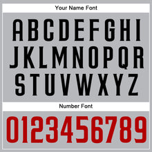 Load image into Gallery viewer, Custom Gray Black Pinstripe Red-White Authentic Baseball Jersey